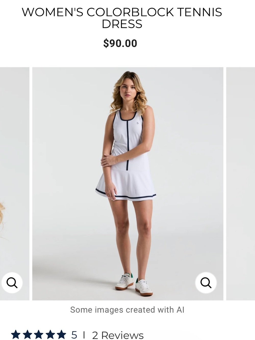 An original penguin Women's Tennis Dress - White/Navy Trim size small